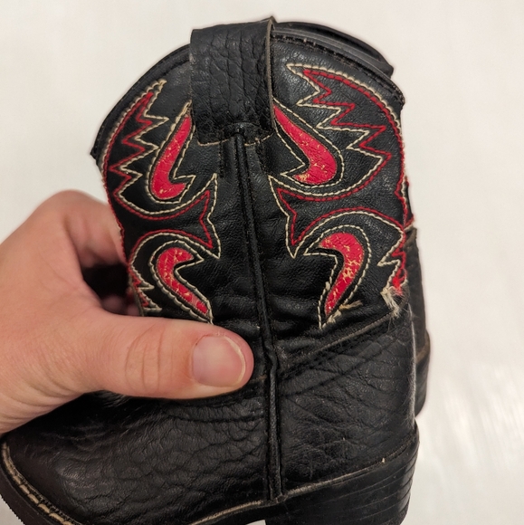 Black and red embroidered Toddler boy Cowboy boots size 5 - Picture 6 of 11